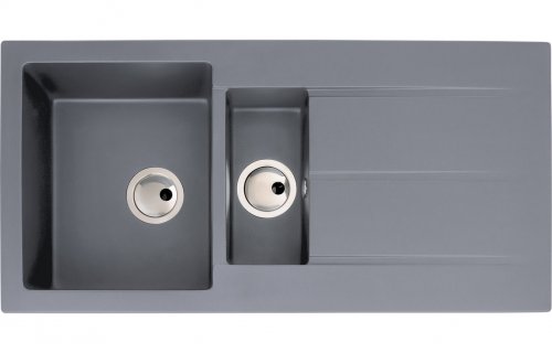 Abode Zero 1.5B & Drainer Granite Inset Sink - Grey Metallic