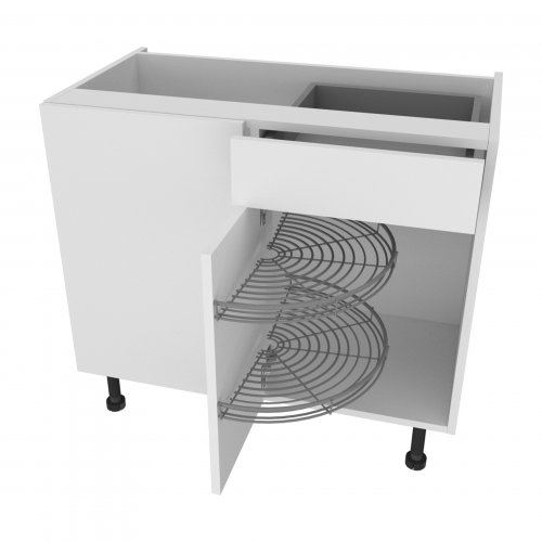 Sheraton by Omega 1000mm Drawerline Corner Carousel Base Unit with 500mm Door & Arena Shelves Left Hand - (Ready Assembled)