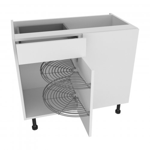 Sheraton by Omega 1000mm Drawerline Corner Carousel Base Unit with 600mm Door & Arena Shelves Right Hand - (Ready Assembled)