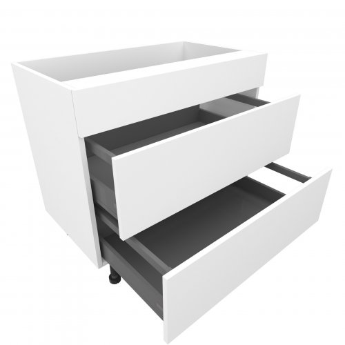 Chippendale by Omega 900mm Sink Pan Drawer Base Unit with 1 Dummy Drawer & 2 Cut Out Drawers - (Self Assembly)