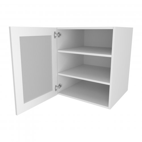 Chippendale by Omega 400mm Standard Glazed Wall Unit with Aluminium Frame, Glass Shelves & 2 Round LED Downlights Left Hand - (Self Assembly)