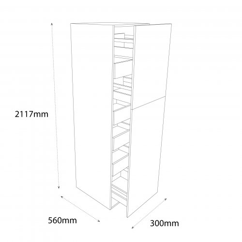 300mm Type 1 Larder Pull Out Unit with 3 Pan Drawers & 4 Internal ...