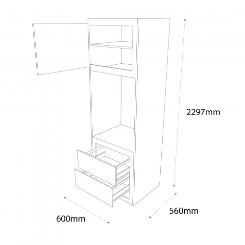 600mm Type 7 Tall Double Oven Housing Unit with 2 Drawers Left Hand ...