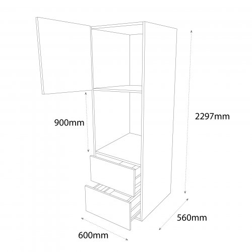 600mm Type 2 Tall Double Oven Housing Unit with 2 Drawers Left Hand ...